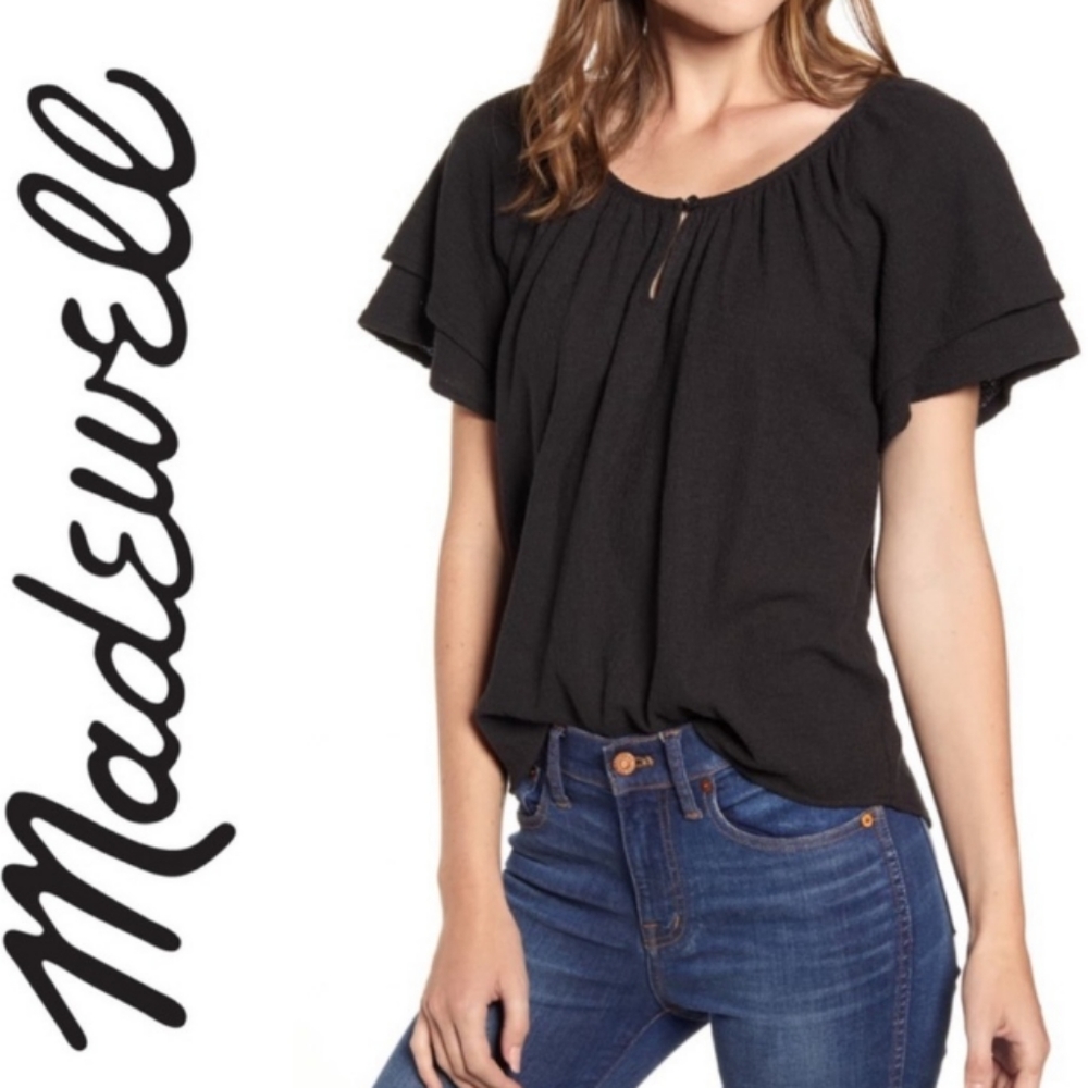 Madewell style#L7353 cotton tiered short sleeve top